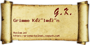 Grimme Kálmán névjegykártya